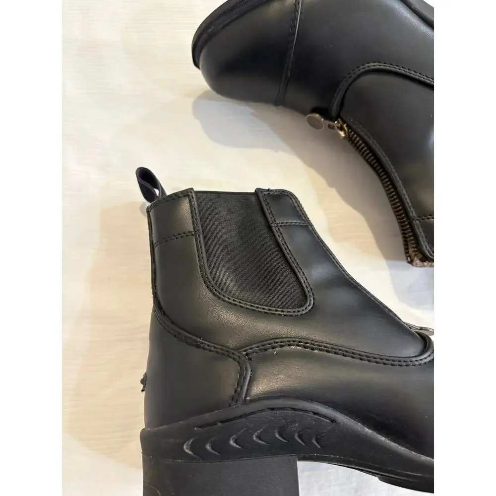 Ovation Child's 3 Quantum Zip Paddock Riding Boots Polished Black Faux Leather